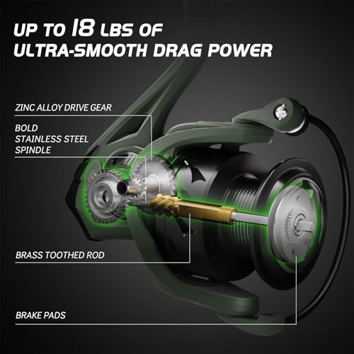 BILLINGS Carrete de Spinning Modelo 4000 con Max Drag de 18Lbs y 5+1 Rodamientos de Acero Inoxidable miniatura 5