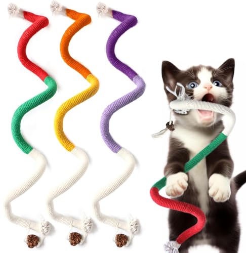 MarverFace 3 Stück Katzenminze Spielzeug, Katzenbeißseil, Katzen Kauspielzeug, interaktives Katzenspielzeug für für Katzen Zahnpflege und Gegen...
