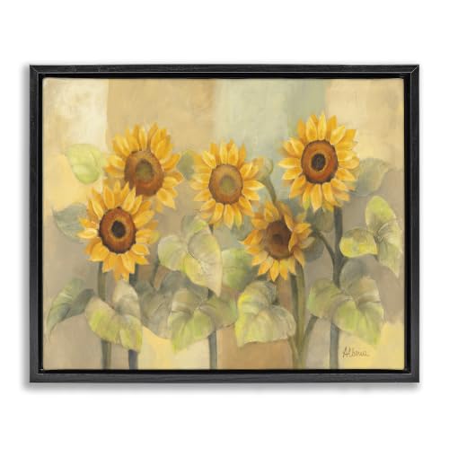 Vintage Sunflower Field Floral, 16 x 20 Inch Canvas in Floater Frame