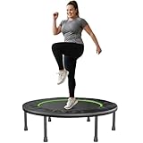 STEELITE 40' Foldable Mini Fitness Trampoline, 10MM Thickened Bungee Rebounder Trampoline for Adults, 330LBS Capacity - Quiet & Stable, Indoor Outdoor Jumping Exercise Equipment