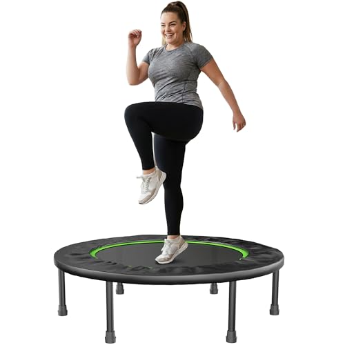 Steelite 40' Foldable Mini Fitness Trampoline, 10MM Thickened Bungee Rebounder Trampoline for...