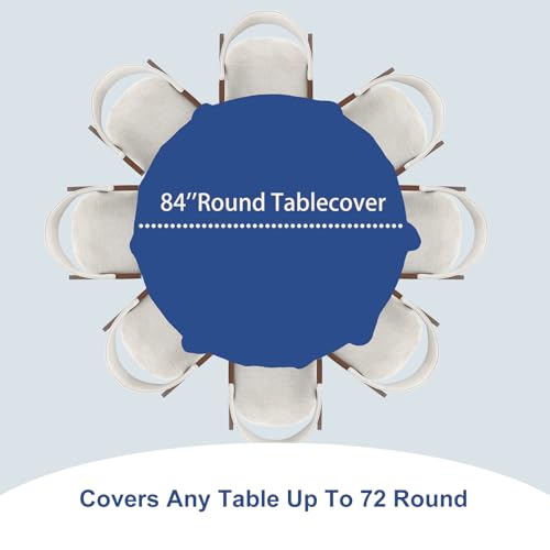 Fixwal 10 Pcs Navy Blue Round Plastic Table Cloth Disposable, 84 Inch by Fixwal - Image 4