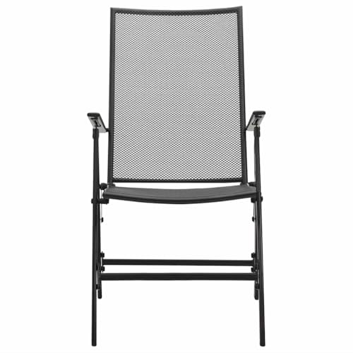 Chaise pliante jardin lot de 4 en maille d'acier anthracite réglable - 4
