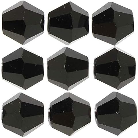 AnsonsImages 96pcs 6mm Black Shiny Bicone Crystal Cut Glass Spacer Beads Loose Findings Arts and Craft Making Jewelry Parts Cover