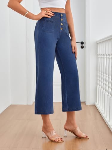 Trendy Queen Womens Capri Jeans High Waisted Wide Straight Leg Stretchy Cropped Jeans Fashion Denim Pants Fall 20253