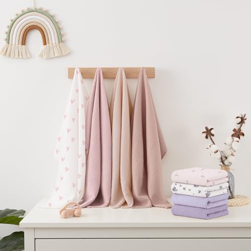 Susurration Mulltücher Baby Spucktücher,8er-Pack 100% Baumwolle Spucktücher Baby für Jungen und Mädchen, Weich… – Ansicht 5