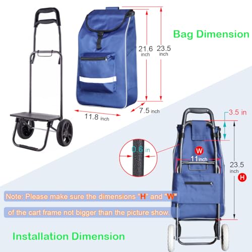 Replacement Bag for Shopping Cart - Waterproof Trolley Bags, 11.8inx7.5inx21.6in (Blue) by Bornfornice - Used condition - CA$17.14