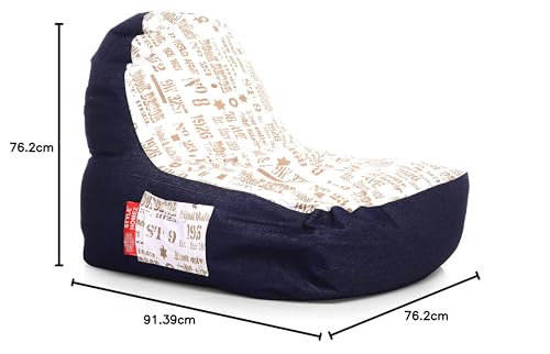 Image of Style Homez Urban Design Denim Canvas Abstract Printed Chair Bean Bag XXL Size Filled with Beans Fillers