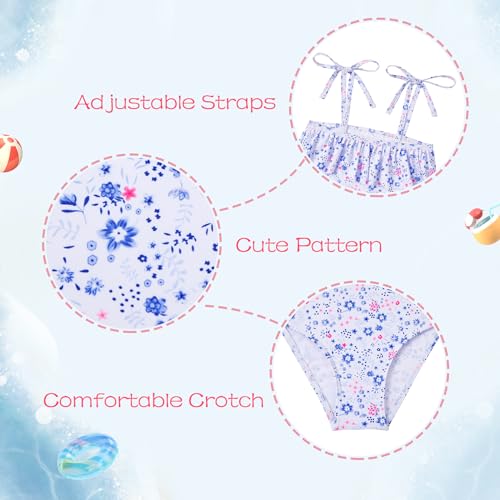 Image of Zando Toddler Swimsuit Girl Size 6M-8Y - Cute Ruffle Sling Adjustable Baby Girl Bathing Suit Kids Swimwear for Beach Wear