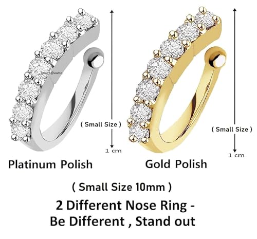 فاما دبوس انف بمشبك بدون ثقب للنساء من فاشنز - مجموعة من قطعتين ذهبي وفضي