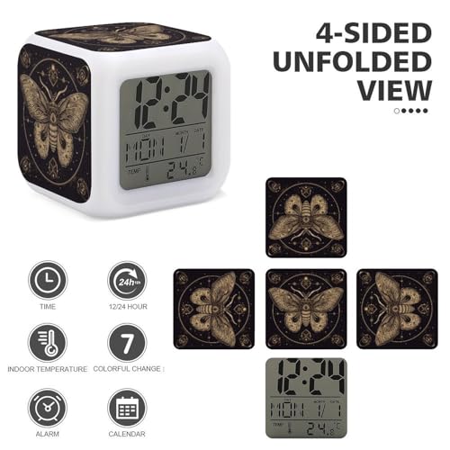 Réveil numérique LED compact avec veilleuse douce pour table de chevet