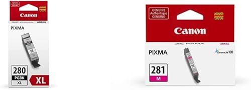 Canon Tinta negra pigmentada PGI-280 XL y tanque de tinta magenta 281 compatible con TR8520, TR7520, TS9120, serie TS8120, serie TS6120, TS9521C,
