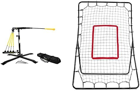 SKLZ Hurricane Premium Portable Batting Practice/Hitting Swing Trainer System for Baseball and Softball, All Ages Training & PitchBack Baseball and Softball Pitching Net and Rebounder