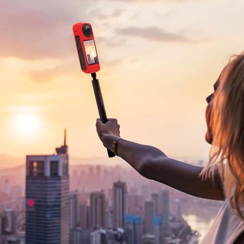 Image of Action Pro Silicone Protective Cover + Lens Cap Compatible with Insta360 X4 Action Camera (Red)