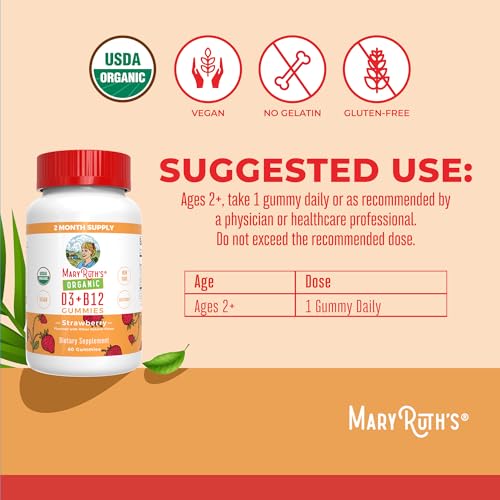 MaryRuth Organics's Vitamin D3 B12 Gummies | USDA Organic | 2 Month Supply | Vitamin D & B12 Vitamin Supplements for Adults & Kids | Bone Health | Healthy Energy Levels | Non-GMO | 60 Servings - Image 4