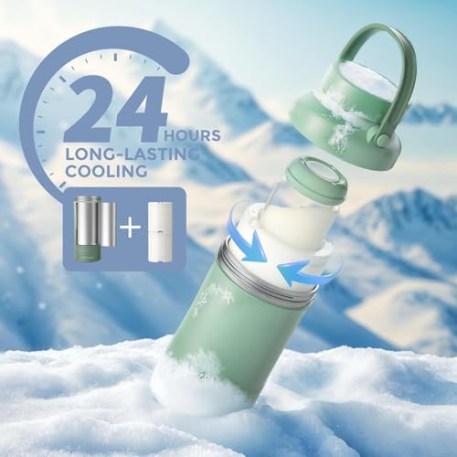 Momcozy 22oz Portable Breast Milk Cooler for Outdoor, 360°Total Cooling for 24Hours, Larger Capacity Travel Breastmilk Chiller with 2pcs Baby Bottles for Breastmilk Storage, Breastfeeding Essentials - 2