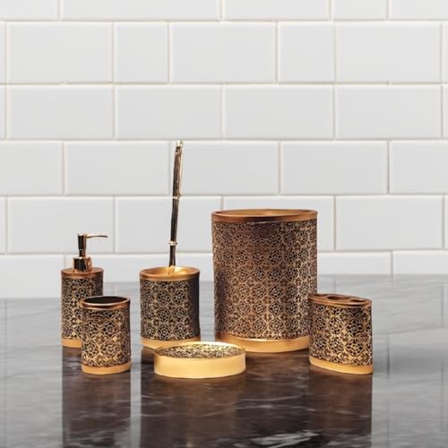 ICE Armor 10" H Golden Black Moroccan-Inspired Filigree Bathroom Accessories