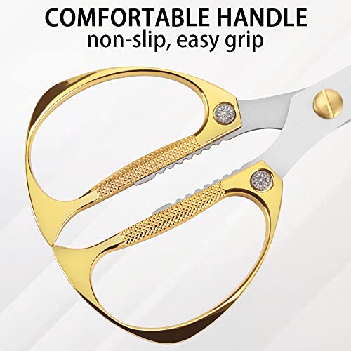Kitchen Scissors, Stainless Steel Kitchen Scissors Heavy Duty, Non-Slip Handles, Sharp Blade For Meat Chicken Fish And Vegetables (Silver) #TOP3