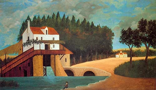 Tableau le Moulin d'Henri Rousseau, toile vintage d'exception de 60x90cm