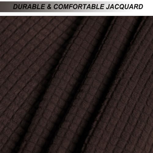 Image of NeColorLife Stretch Ottoman Cover Square Oversized Soft Knitted Jacquard Thick Covers for Large Square Ottoman Storage Stool Furniture Protector Brown X-Large