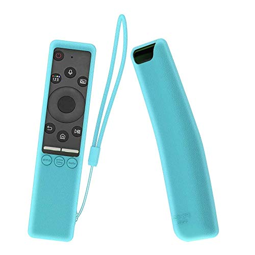 Image of Oboe Sikai Silicone Case Compatible with Samsung BN59-01312A QLED 8K 4K Smart TV Remote Shockproof Protective Remote Cover Skin-Friendly Anti-Slip Anti-Lost with Remote Loop (B-Glow in Dark Blue)