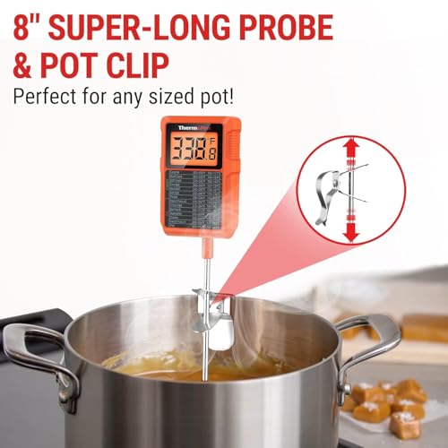 Image of LABART ThermoPro TP510 Waterproof Digital Candy Thermometer with Pot Clip, 8 Inch Long Probe, Instant Read, Food Cooking Meat Thermometer for Grilling