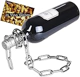 BRUBAKER Weinflaschenhalter Metall Kette – Flaschenhalter Silber - Deko Geschenk Metallfigur - Weingeschenk Flaschenständer mit Geschenkkarte - Illusion Einer schwebenden Flasche Wein