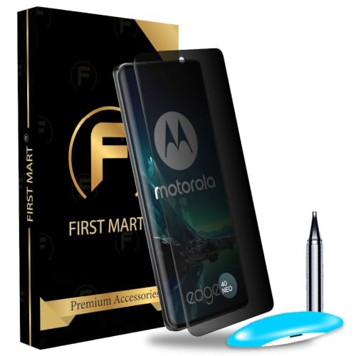 Image of FIRST MART UV Privacy Tempered Glass for Motorola Edge 40 Neo | Anti-Spy 9H Curved Screen Protector, Edge-to-Edge, Case-Friendly | 1 Pack
