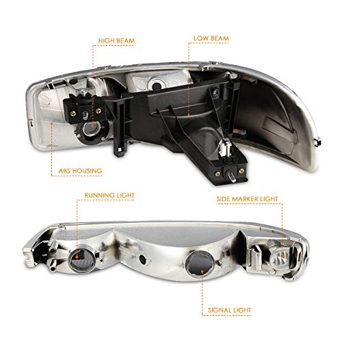 Pm Performotor [Led Drl] Chrome Housing Bumper Lights+Headlights With Led Drl Replacement [Compatible With 01-07 Sierra 1500 2500 3500 Hd / 99-06 Yukon] #TOP3
