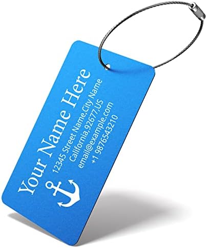 Luggage Tags for Suitcase - Personalized Engraved Metal Tag for Cruise Travel - Custom Name Tags Suitable for Bags and Backpacks(Blue)