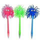 Lopenle 6 PCS Cute Sea Urchin Shaped Pens Soft Rubber Funny Monster Ballpoint Pens For School Christmas Office Party