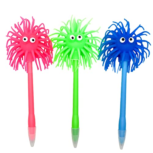 Lopenle UL011 6 Pcs Cute Sea Urchin Shaped Pens Soft Rubber Funny Monster Ballpoint Pens cover