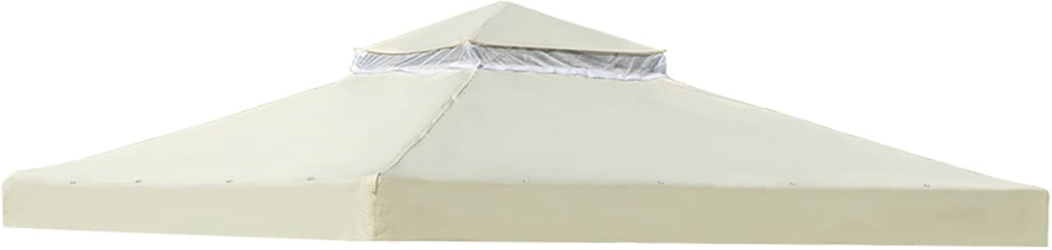 300x300cm/10x10FT Gazebo Canopy Top Replacement, Double Tier Garden Canopy Yard Patio Gazebo Top Cover Pavilion Cover with Air Vent, Waterproof Outdoor Grill Shelter Canopy Top,Beige