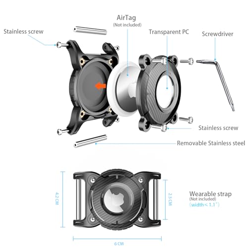 Airtag Hundehalsband Halter, Airtag Halter für Hundehalsband mit Abnehmbarer Metallschlaufe, leicht, kompakte Größe, Schutzhülle für Apple AirTag Finder für Tracker Halter Zubehör (Grün)