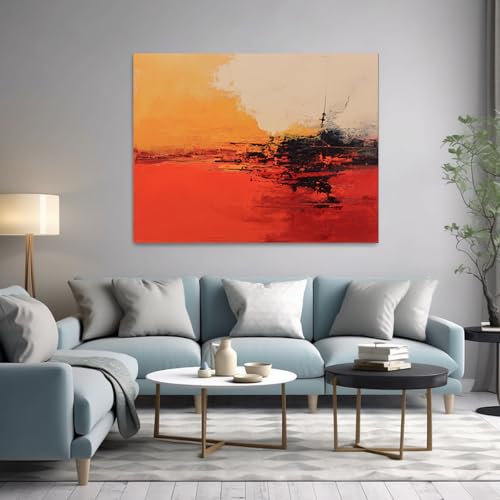 Art mural abstrait rouge 50x75cm solution idéale pour décorer un grand mur vide