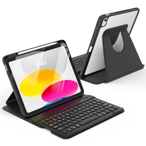 Image of besky Keyboard Case for iPad A16 11th /10th Gen 11 /10.9 Inch, 360 Rotatable | Detachable Keyboard with Magnetic Cover & Pencil Holder, Compatible with iPad 11 2025 and iPad 10 2022, Black