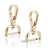 CRAFTMEMORE 2pcs Detachable Snap Hook Swivel Clasp w/Screw Bar VT493 Bag Strap Hardware Replacement (1 Inch, Gold)