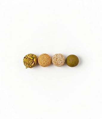 OMNIYA Delicacy Golden Dates Luxury Date Dessert Treats, 27 Pieces w/Pistachio, Lotus, Sesame & Almond Gourmet Mediterranean Gift Box for Holidays, Weddings & Special Occasions