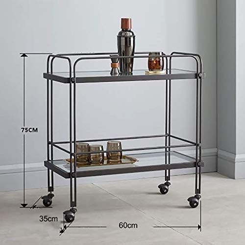 Carrito de bebidas de 2 niveles y estante de cocina resistente multiusos 7