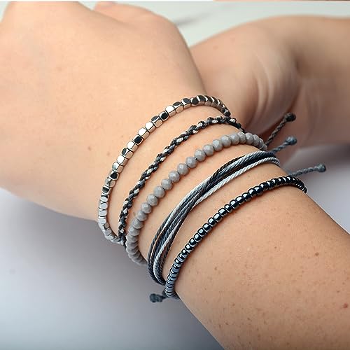 Mezcla Vida Handmade Waterproof Rope Bracelets Pack String & Beaded Bracelet Stack - Set of 5 Stackable Bracelets For Women, Summer Accessories & Bohemian Bracelets for Teen Girls3