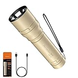 SuperFire Mini LED Taschenlampe Kinder S33-A Ultraleicht Wasserdicht Taschenlampe Eingebauter Akku USB Wiederaufladb Taschenlampe ABS Taschenlampe Beige Tarnfarbe