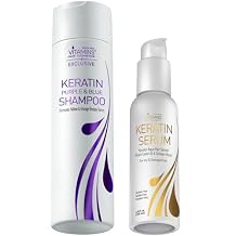 VITAMINS hair cosmetics Keratin Purple Shampoo & Hair Serum Kit - Violet Blue Shampoo Anti Brassiness for Bleached Blonde Platinum Silver White Gray Dry Hair & Heat Protectant, Anti Frizz Gloss Boost