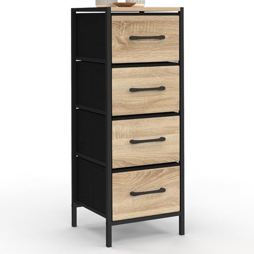 IDMarket - Meuble d'appoint 4 tiroirs Utah 30 cm chiffonnier, Meuble de Rangement Design Industriel