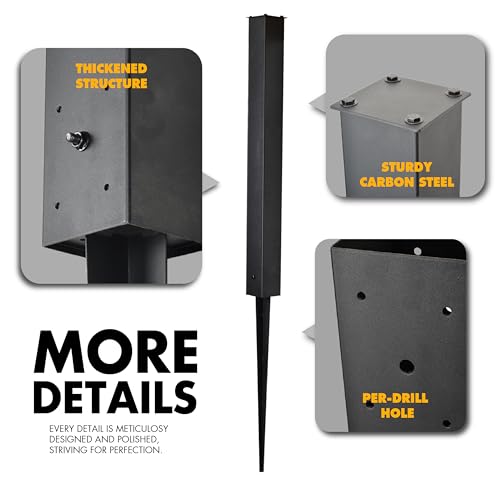 Heavy Duty Mailbox Post, 43\" In-Ground Mounting Post for Use with Mailbox (Black)