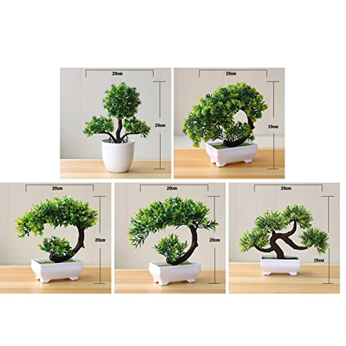 Fausses fleurs en pot et pin bonsaï pour décor de maison