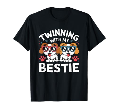 Twinning With My Bestie Dog Cute Friends Matching T-Shirt