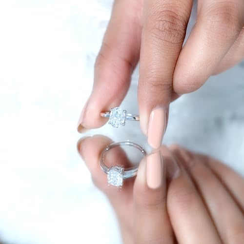 Moissanite 6X8 mm Oval Engagement Ring in Silver, D-Vs1 Quality, Moissanite 1 Carat Diamond Ring - Ready To Gift4