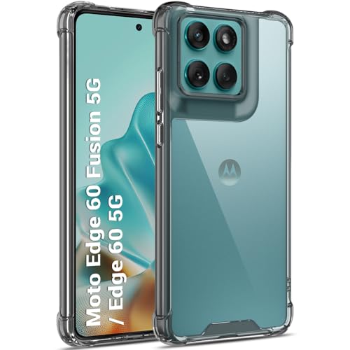Image of TheGiftKart Crystal Clear Back Cover Case for Motorola Moto Edge 60 Fusion /Moto Edge 60 5G | 360 Degree Protection | Shock Proof Design | Transparent Hard Back Cover Case (PC & TPU, Smoked Bumper)