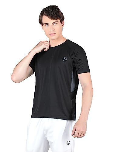 Image of CHKOKKO Men's Round Neck Gym Sports T-Shirt Black S