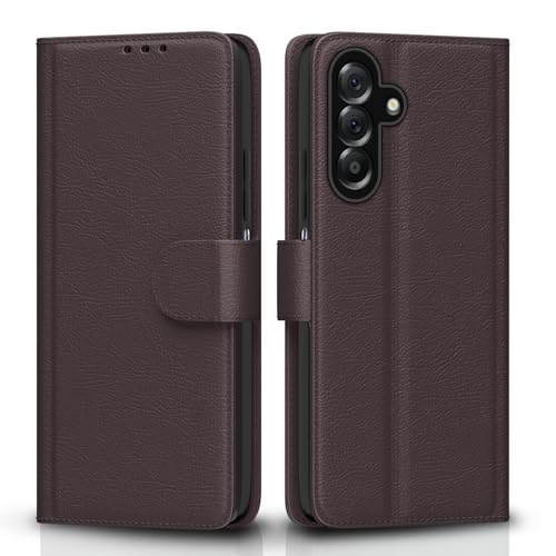 Image of Pikkme Flip Cover for Samsung Galaxy M17 5G / A17 5G / F17 5G Leather Finish | Inside TPU with Card Pockets | Wallet Stand and Shock Proof | Complete Protection Flip Case(Coffee)